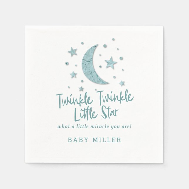Twinkle Little Stars Mint Babydusche Serviette (Vorderseite)