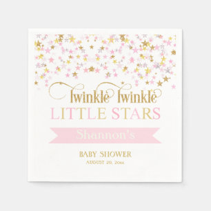 Twinkle Little Stars Twins Baby Dusche Pink Gold Serviette