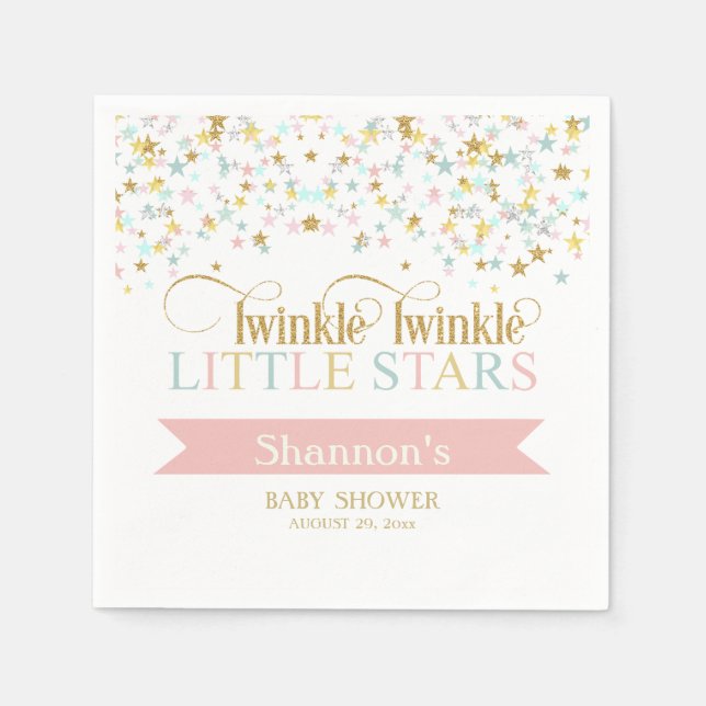 Twinkle Little Stars Twins Babydusche jeder Farbe Serviette (Vorderseite)