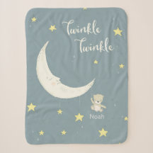 Twinkle Moon and Stars Sherpa Blanket