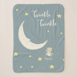 Twinkle Moon and Stars Sherpa Blanket Sherpadecke