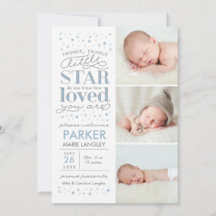 Twinkle Multi Photo Baby Boy Faire-part de naissan