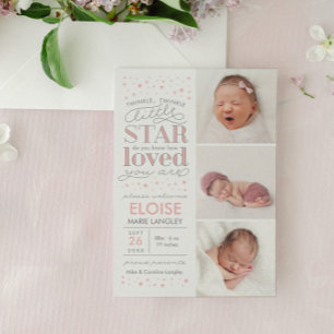 Twinkle Multi Photo Baby Girl Faire-part de naissa