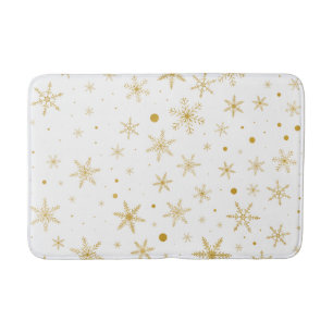 Twinkle Schneeflocken 3 -Gold und Weiß Badematte