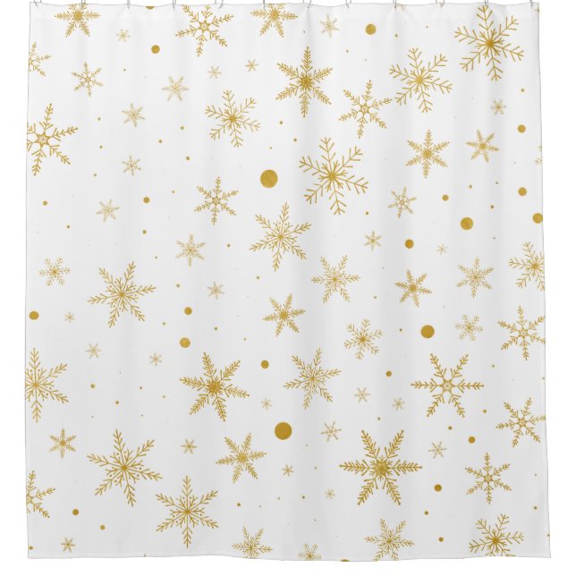 Twinkle Snowflake 3 -Gold & White- Duschvorhang (Vorderseite)