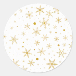 Twinkle Snowflake 3 -Gold & White- Runder Aufkleber
