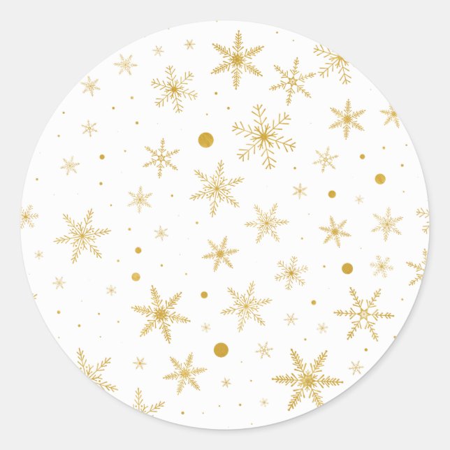 Twinkle Snowflake 3 -Gold & White- Runder Aufkleber (Vorderseite)