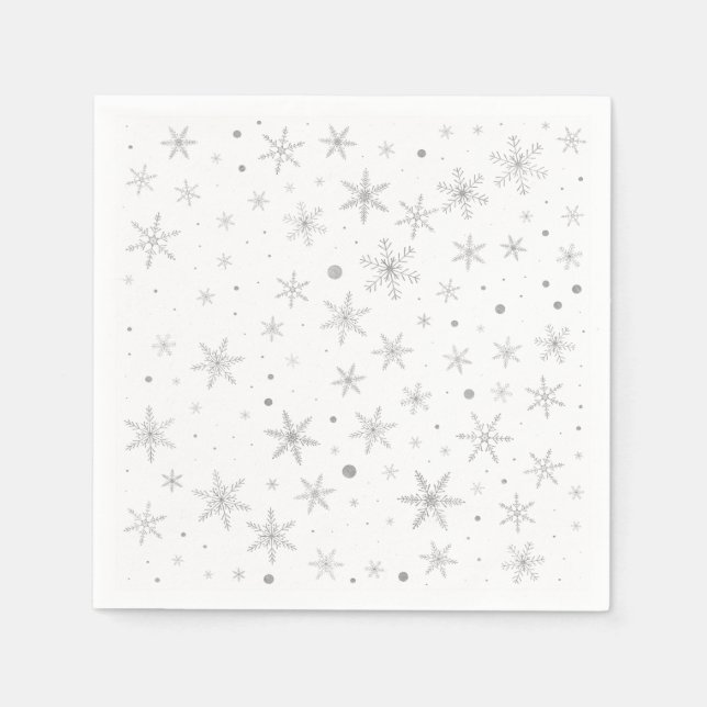 Twinkle Snowflake - Silver Gray & White- Serviette (Vorderseite)