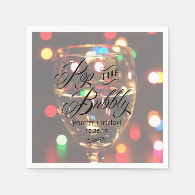 Twinkle Sparkle Bokeh Light Champagne Glass Custom Serviette (Vorderseite)