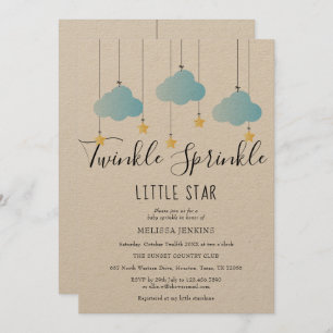 Twinkle Sprinkle Baby Dusche Blauer Rustikaler Boh Einladung