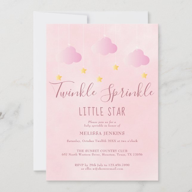 Twinkle Sprinkle in einem kleinen Mädchen rosa Einladung (Vorderseite)