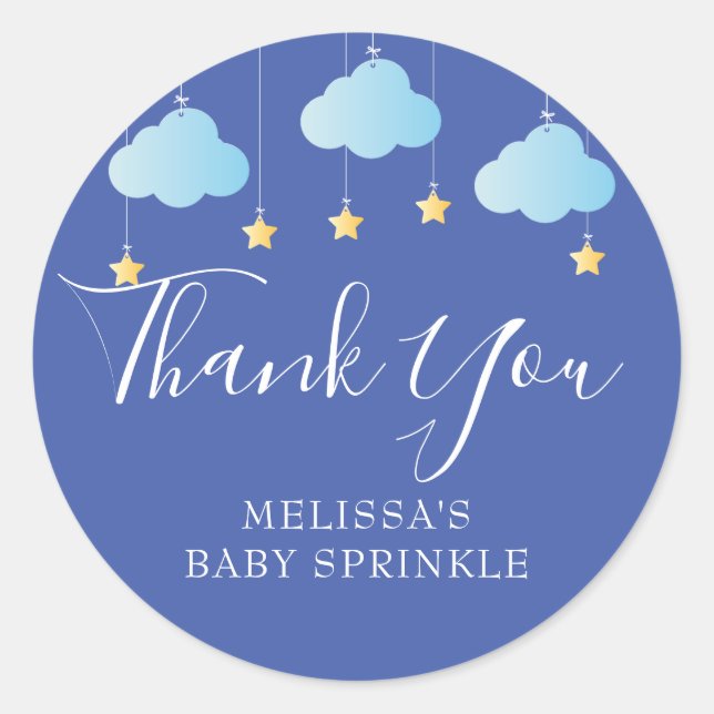 Twinkle sprinkle kleine Stern Babydusche blau Runder Aufkleber (Vorderseite)