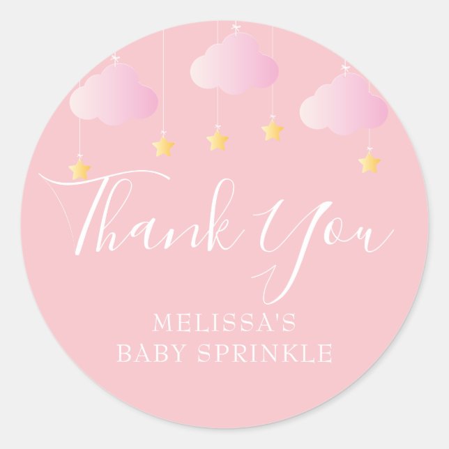 Twinkle sprinkle kleine Stern Babydusche pink Runder Aufkleber (Vorderseite)
