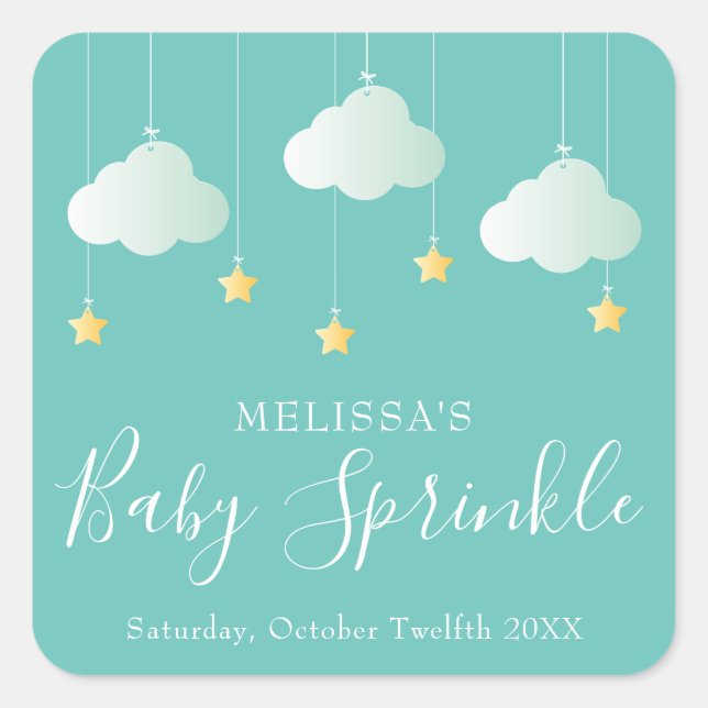 Twinkle sprinkle kleine Stern Babydusche Quadratischer Aufkleber (Vorderseite)