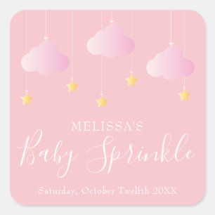 Twinkle sprinkle kleiner Stern Baby Shower Pink Quadratischer Aufkleber