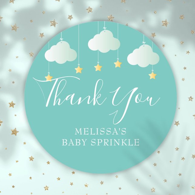 Twinkle Sprinkle Little Star Baby Dusche Vielen Da Runder Aufkleber (Twinkle Sprinkle Little Star Baby Shower Thank You Classic Round Sticker)