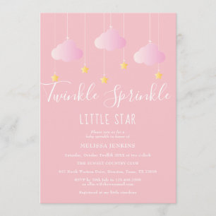 Twinkle Sprinkle Little Star Baby Girl Shower Rosa Einladung