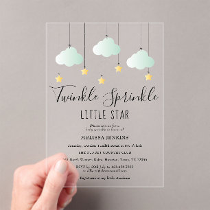 Twinkle Sprinkle Little Star Neutral Baby Dusche Acryleinladungen
