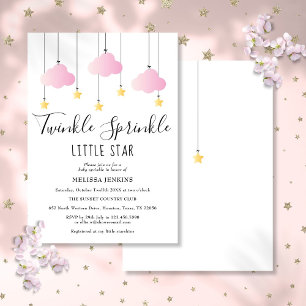 Twinkle Sprinkle Little Star Pink Girl Babydusche Einladung
