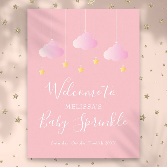 Twinkle Sprinkle Pink Baby Girl Dusche Empfang Poster (Twinkle Sprinkle Pink Baby Girl Shower Welcome Poster)