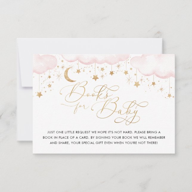 Twinkle Star Babyduschbücher für Baby Pink Card Einladung (Vorderseite)