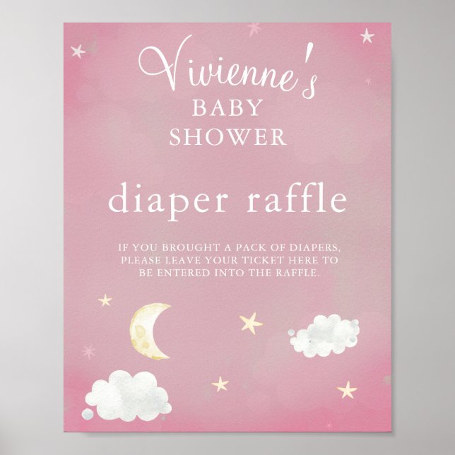 Twinkle Star Blush Pink Babydusche Windelwindeln Poster (Vorne)