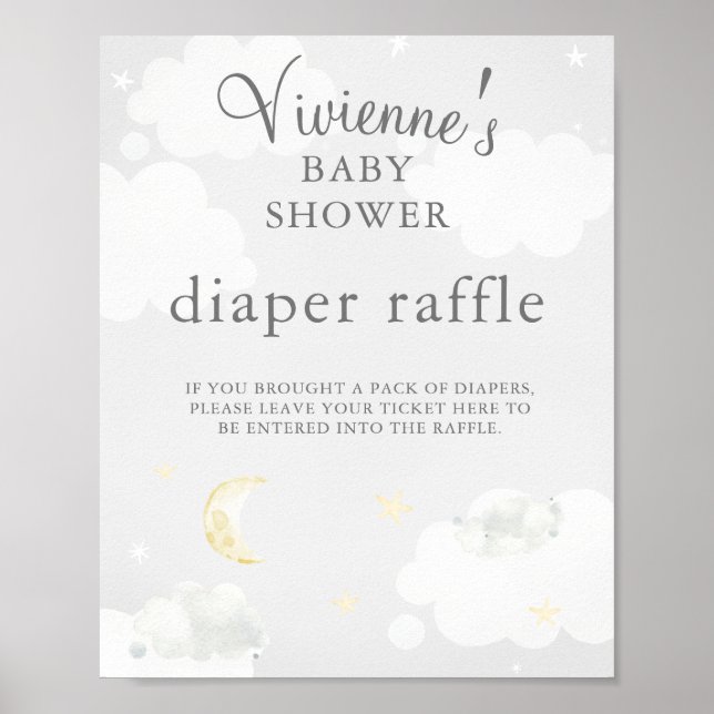 Twinkle Star Gray Baby Duwer Windel Raffle Poster (Vorne)
