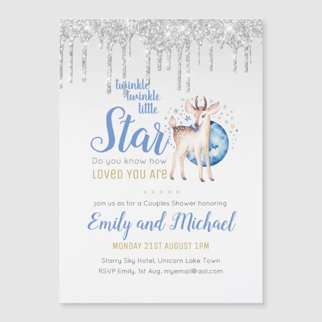 TWINKLE Star Tropfen Glitzer Woodland Hirschkuchen Magnetkarte (Vorderseite)