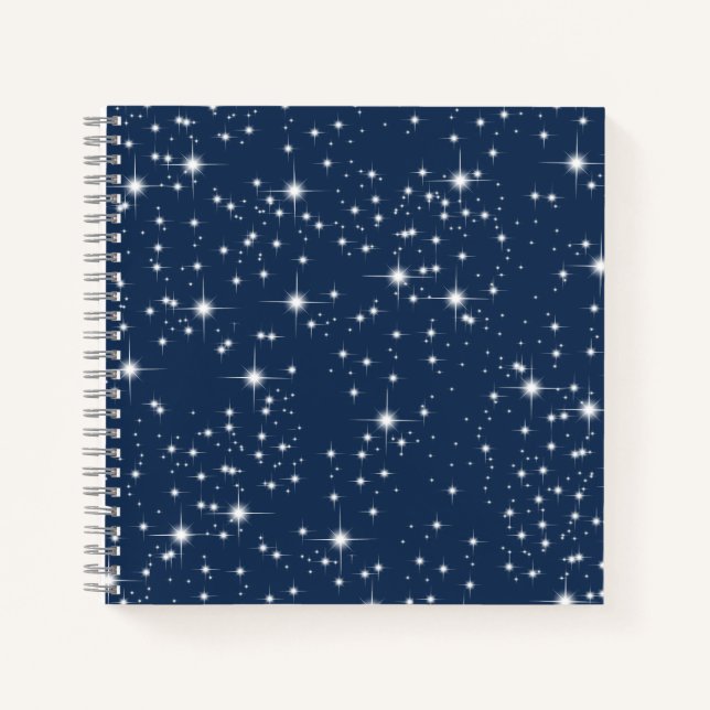 Twinkle Stars auf Navy Blue Notizbuch (Vorderseite)