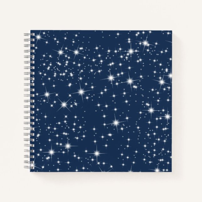 Twinkle Stars auf Navy Blue Notizbuch (Vorderseite)