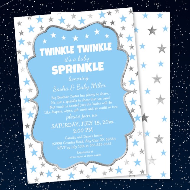 Twinkle Stars Baby Sprinkle invitations garçon (Créateur téléchargé)