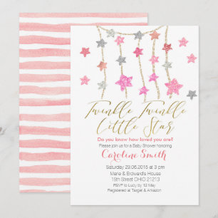 Twinkle Stars Girl Baby Dusche Einladung