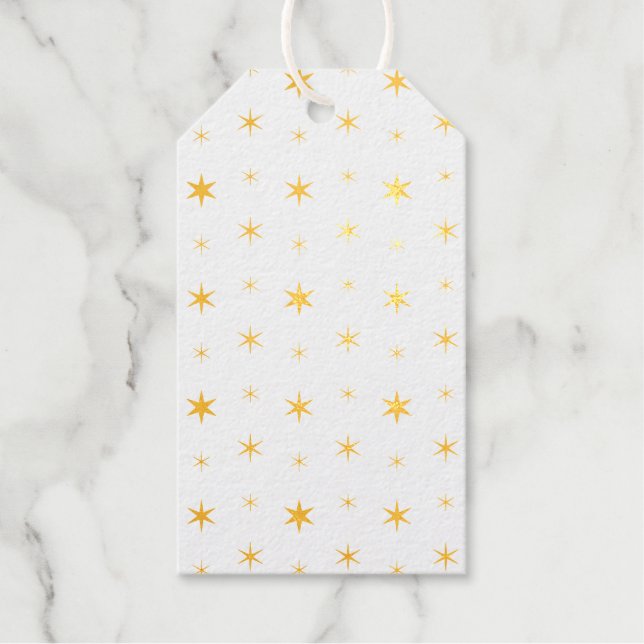 Twinkle Stars Gold Muster Weihnachten Geschenkanhänger (Vorderseite)