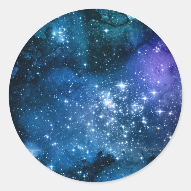 Twinkle Stars in Night Sky, DIY Text Art Logo Vs 2 Runder Aufkleber (Vorderseite)