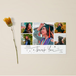 Twinkle Stars Weiße Grad Multi Foto Danke Ankündigung