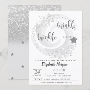 Twinkle Stern Silber Glitter Babyshower-Einladung Einladung