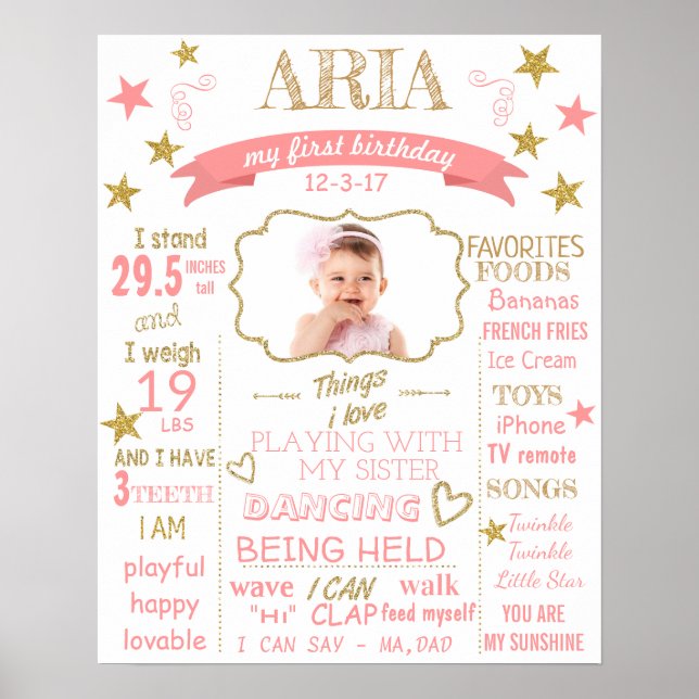 Twinkle Tiwnkle affiche d'anniversaire Little Star (Devant)