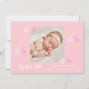 Twinkle Twinkle Baby Girl Hübsch Pink Foto Birth Ankündigung