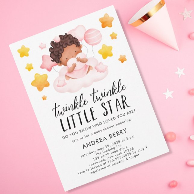 Twinkle Twinkle Baby Shower Girl Einladung (Von Creator hochgeladen)