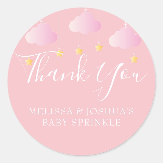 Twinkle Twinkle Babydusche Danke Pink Runder Aufkleber (Vorderseite)