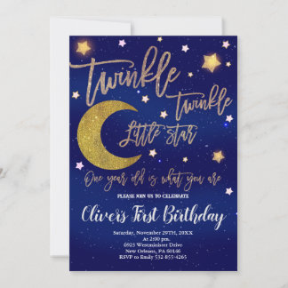 Twinkle Twinkle Birthday, Moon & Stars Geburtstag Einladung