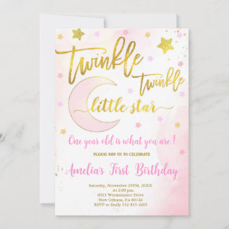 Twinkle Twinkle Birthday, Moon & Stars Geburtstag Einladung