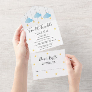 Twinkle Twinkle Blue Boy Baby Dusche All In One Einladung