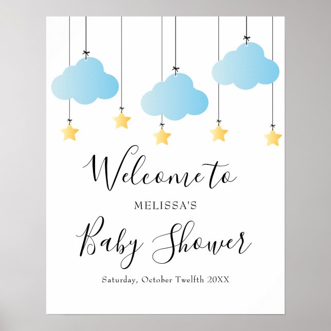 Twinkle Twinkle Blue Boy Baby shower Affiche de bi (Devant)