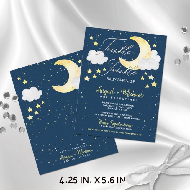 Twinkle Twinkle Budget Baby Dusche einladen Postkarte (Budget-Friendly "Twinkle Twinkle Baby Sprinkle" Gender-Neutral Baby Shower Invitation (4.25x5.6 in.))