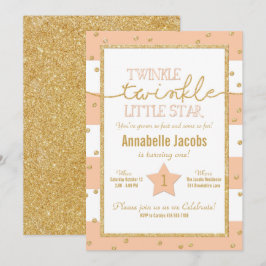 Twinkle Twinkle Coral et or Invitation d'anniversa