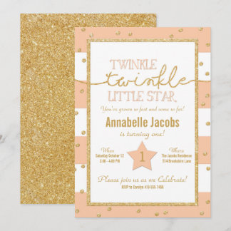 Twinkle Twinkle Coral und Gold Einladung zum Gebur