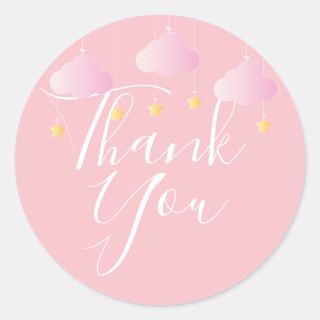 Twinkle twinkle danke pink Baby Dusche Runder Aufkleber (Vorderseite)