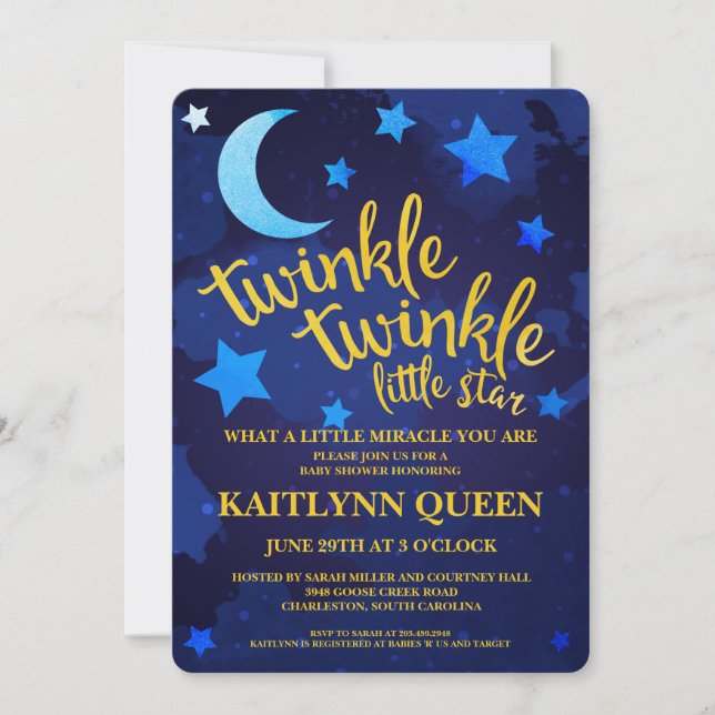 Twinkle Twinkle Gender Neutral Baby Dusche Einladung (Vorderseite)
