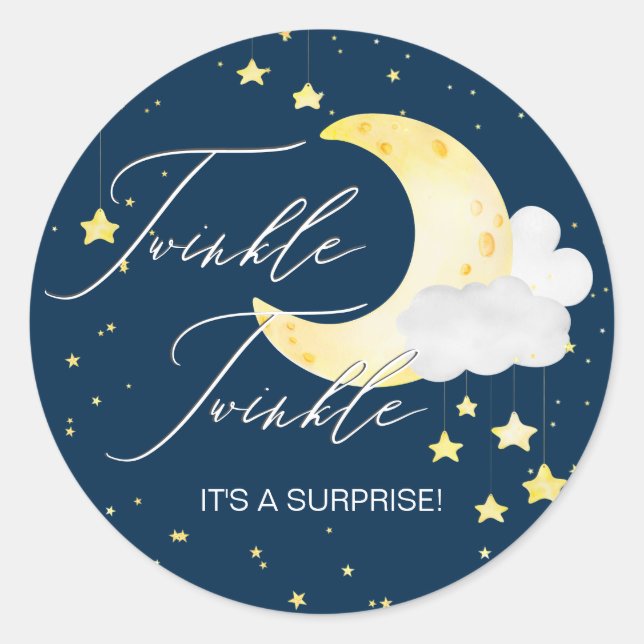 Twinkle Twinkle Gender-Neutral Baby Dusche Runder Aufkleber (Vorderseite)